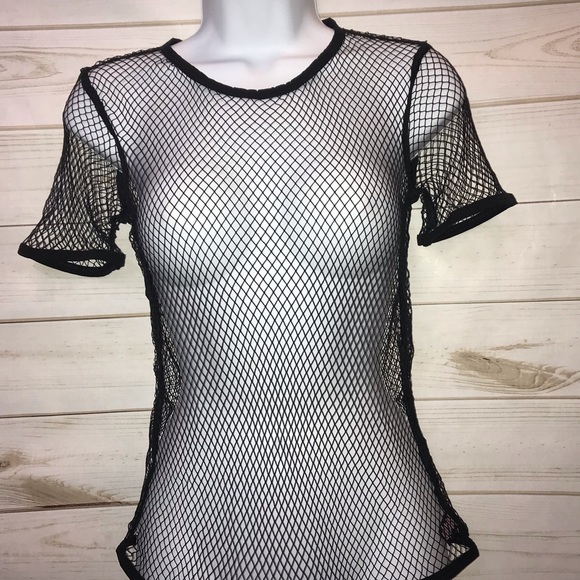 NEW! Victoria’s Secret Black Fishnet T-Shirt-XS/S - Picture 4 of 7